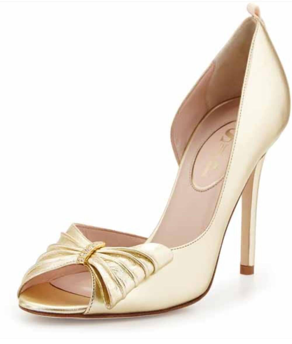 SJP by Sarah Jessica Parker Doris Metallic Half D'Orsay Wedding Gold Pump 38